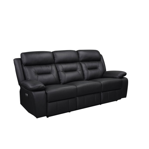 Luxe Leather Reclining Power Sofa Black Luxe Leather Reclining Power Sofa Black